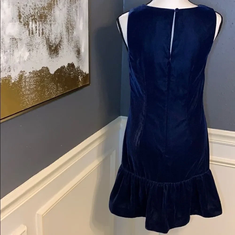 J Crew velvet ruffle hem tank dress